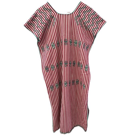 Tuckernuck Oversized Red Stripe Sullivan Embroidered Canvas Caftan Size XS - Picture 6 of 13